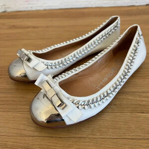 Jeffrey Campbell White Leather Carrie B Flats | Size 7